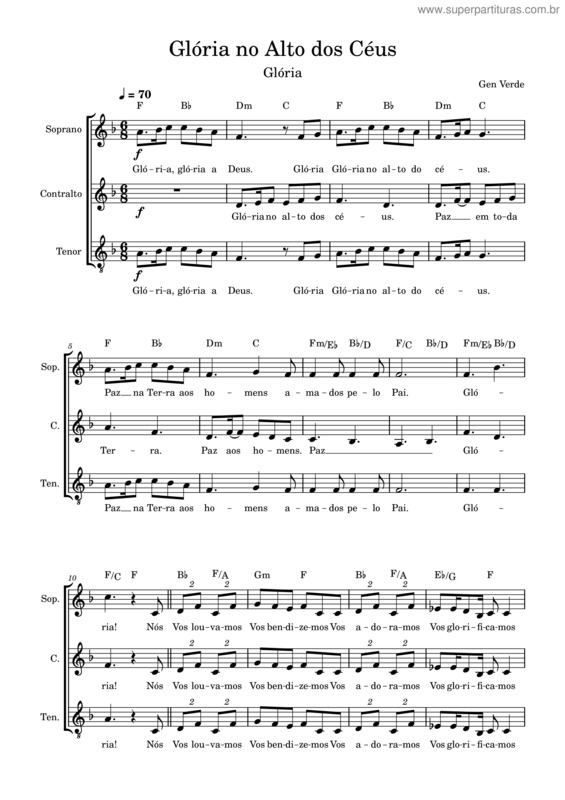 Partitura da música Gloria Nell`Alto Dei Cieli