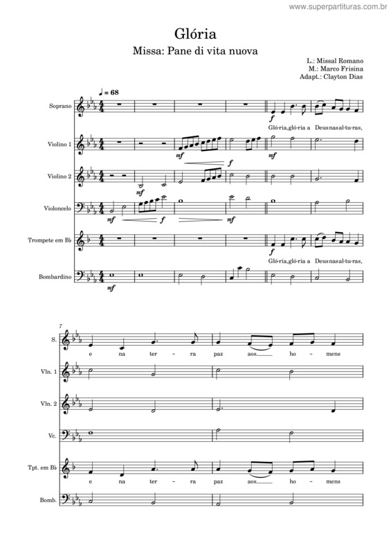 Partitura da música Glória v.20