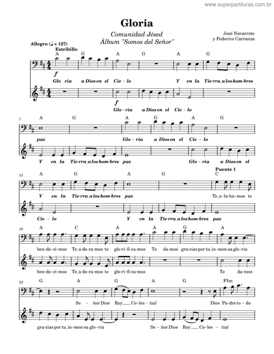 Partitura da música Gloria v.21