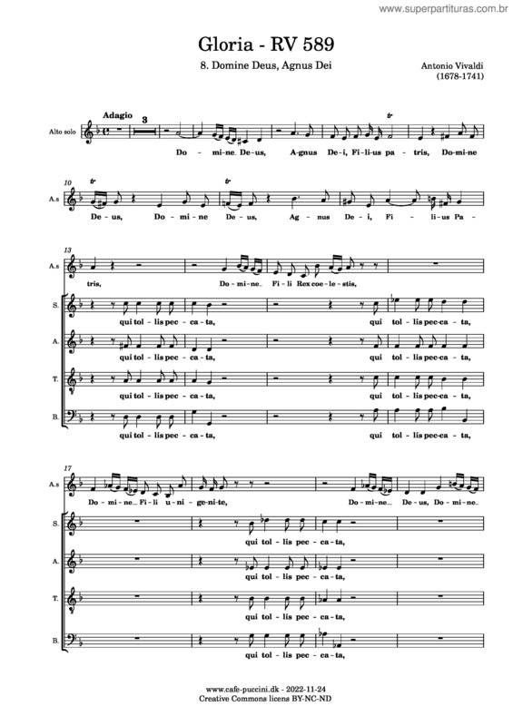 Partitura da música Gloria v.22