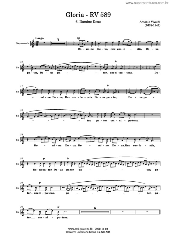 Partitura da música Gloria v.23