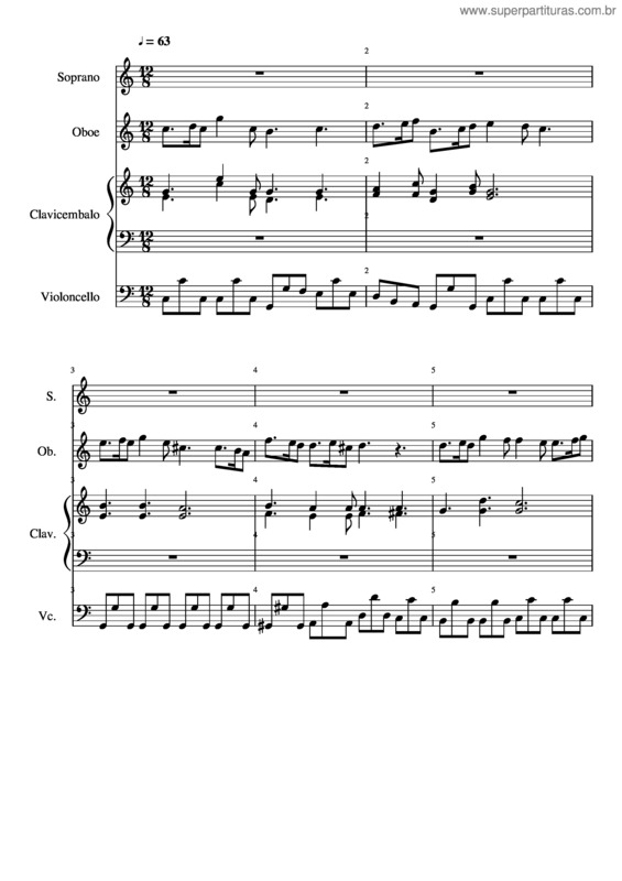 Partitura da música Gloria v.25