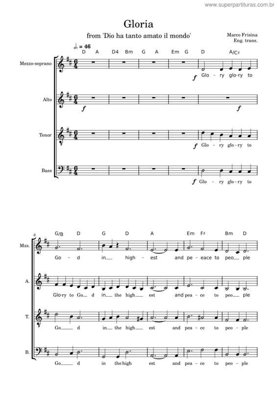 Partitura da música Gloria v.26