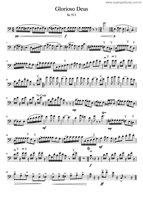 Partitura da música Glorioso Deus v.2