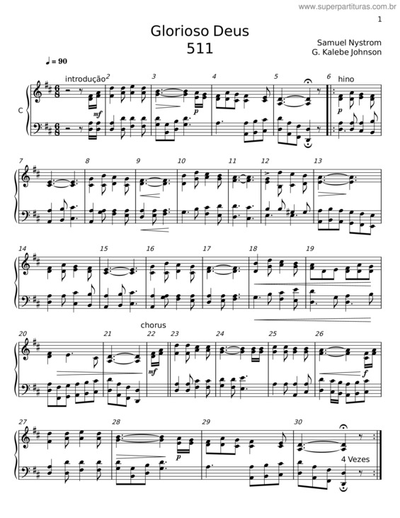 Partitura da música Glorioso Deus v.3