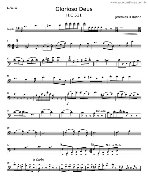 Partitura da música Glorioso Deus v.5