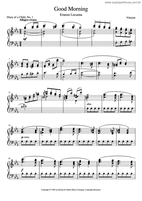 Partitura da música Good Morning