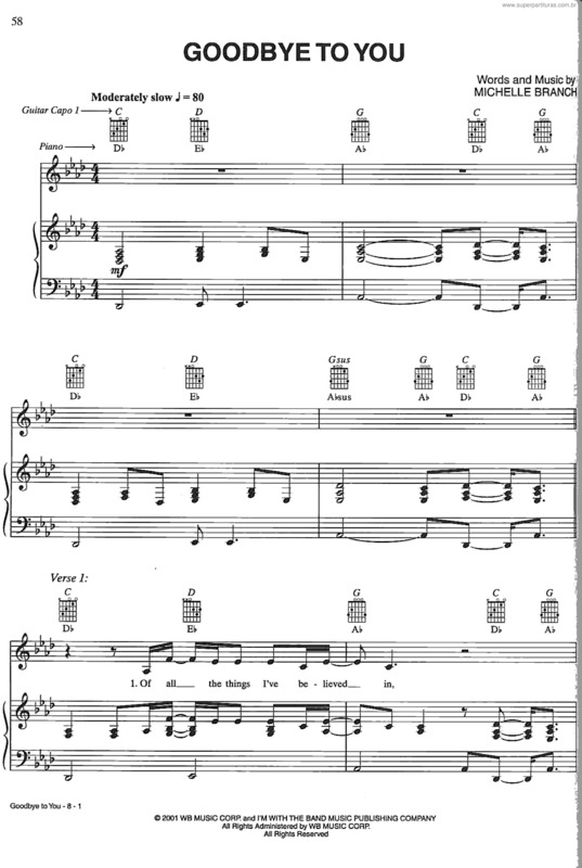 Partitura da música Goodbye To You