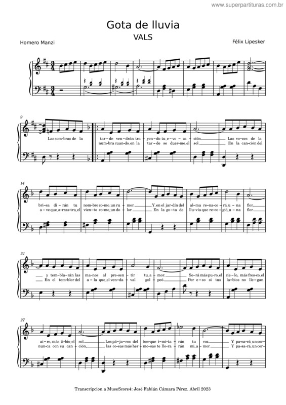 Partitura da música Gota De Lluvia