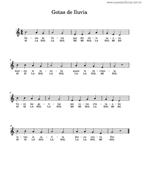 Partitura da música Gotas De Lluvia v.2