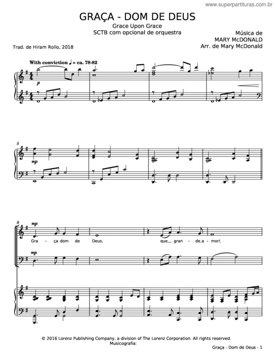 Partitura da música Graça v.4