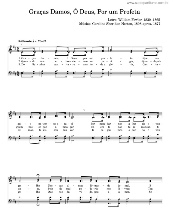 Partitura da música Graças Damos, Ó Deus, Por Um Profeta