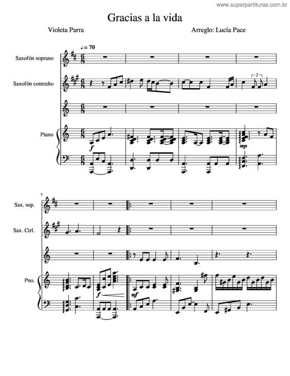 Partitura da música Gracias A La Vida v.5