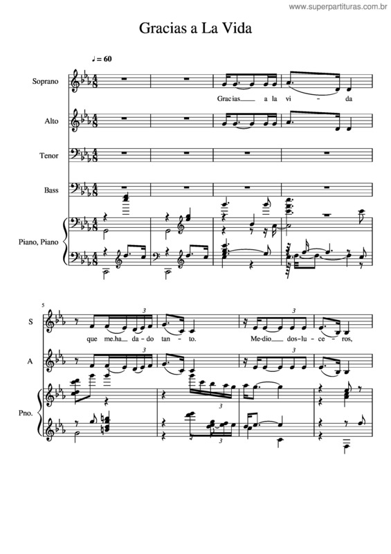 Partitura da música Gracias A La Vida v.7