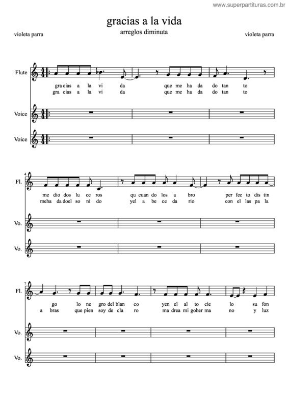 Partitura da música Gracias A La Vida Vida