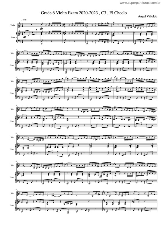 Partitura da música Grade 6 Violin Exam 2020-2023 , C3 , El Choclo