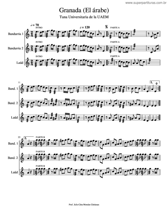 Partitura da música Granada  El Árabe v.2