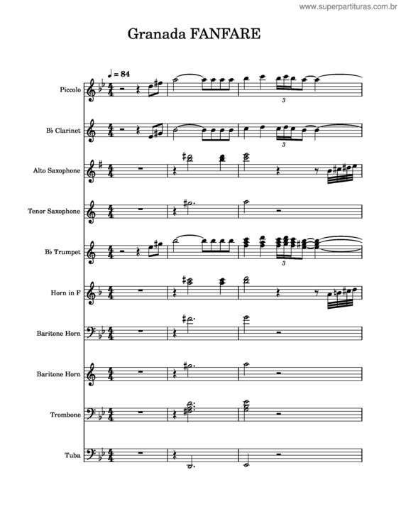 Partitura da música Granada Fanfare