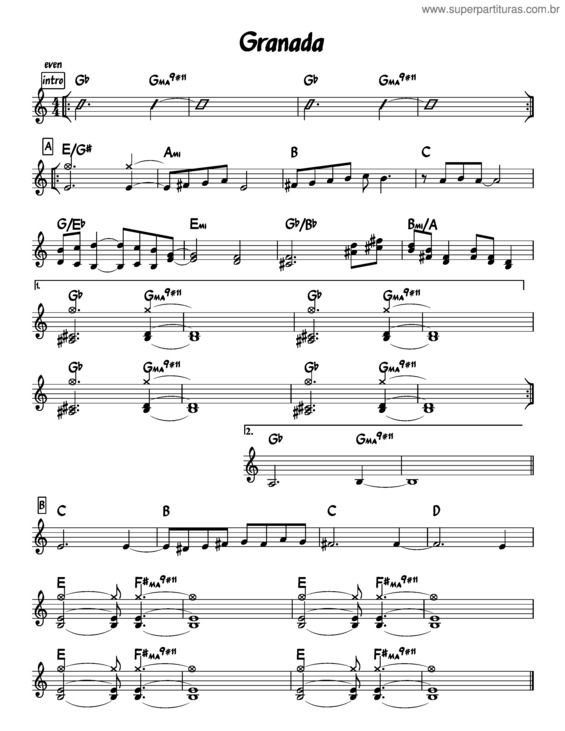 Partitura da música Granada v.16