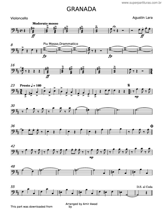 Partitura da música Granada v.23