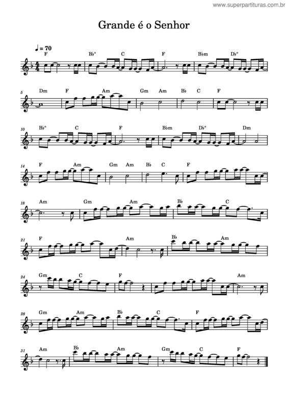 Partitura da música Grande É O Senhor v.12