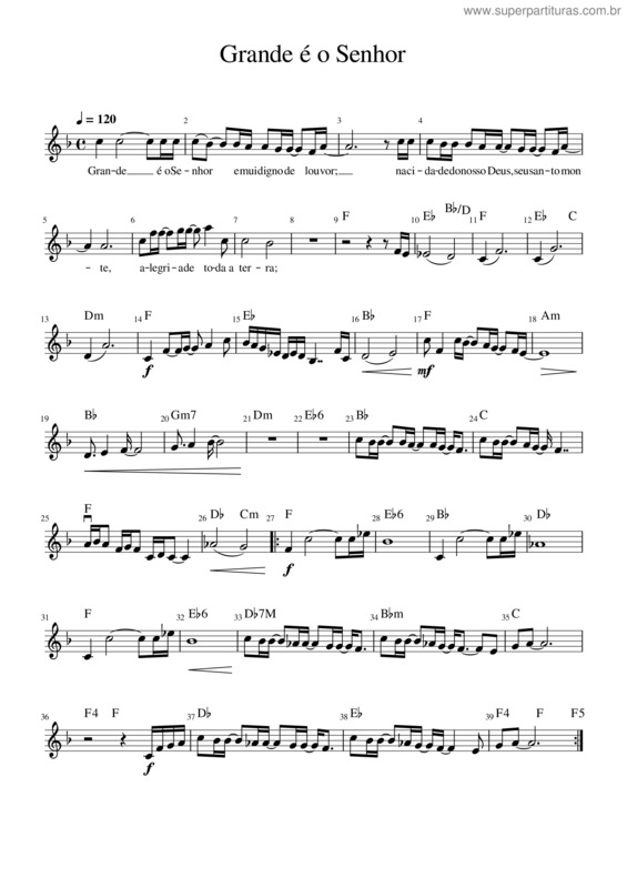 Partitura da música Grande É O Senhor v.14