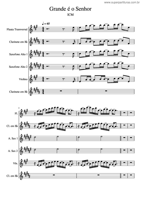 Partitura da música Grande É O Senhor v.20