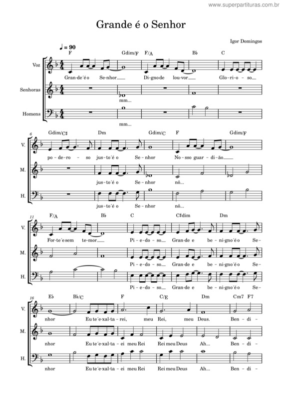 Partitura da música Grande É O Senhor v.21