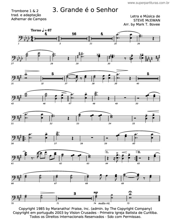 Partitura da música Grande É O Senhor v.26