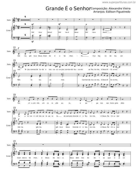 Partitura da música Grande É O Senhor v.27