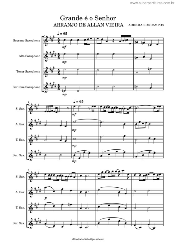 Partitura da música Grande É O Senhor v.28