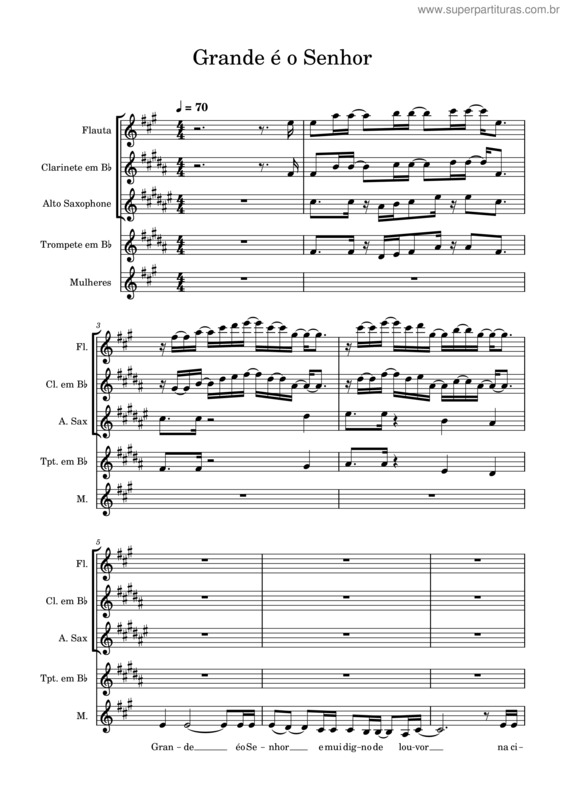 Partitura da música Grande É O Senhor v.29