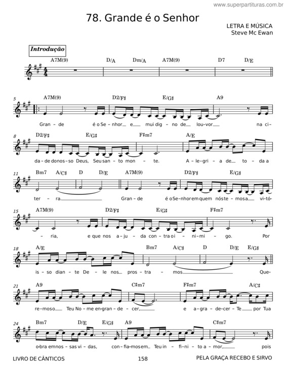 Partitura da música Grande É O Senhor v.31