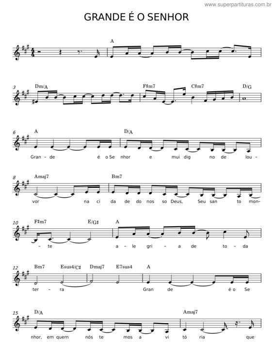 Partitura da música Grande É O Senhor v.32