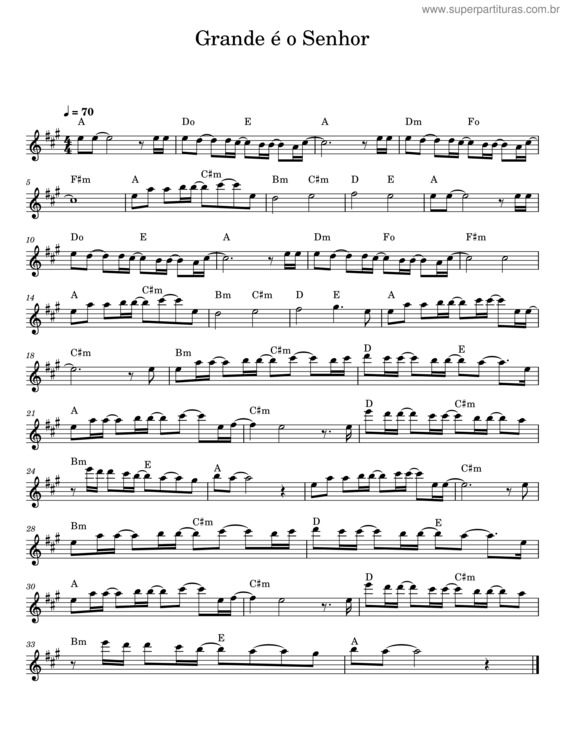 Partitura da música Grande É O Senhor v.35