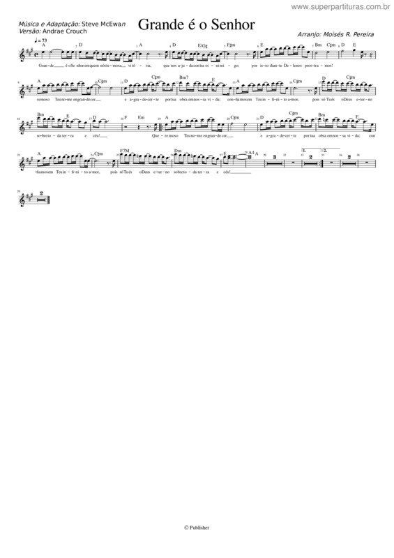 Partitura da música Grande É O Senhor v.36