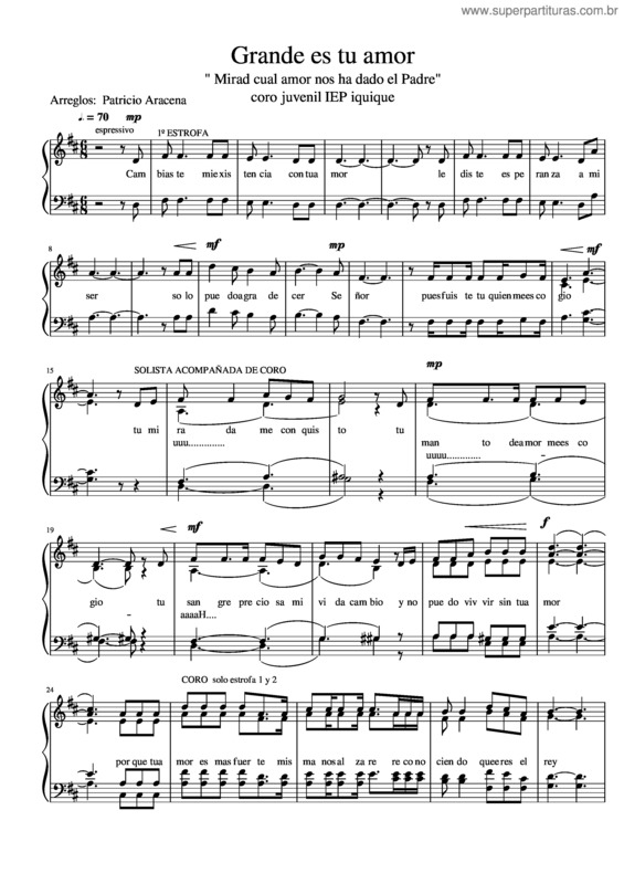 Partitura da música Grande Es Tu Amor