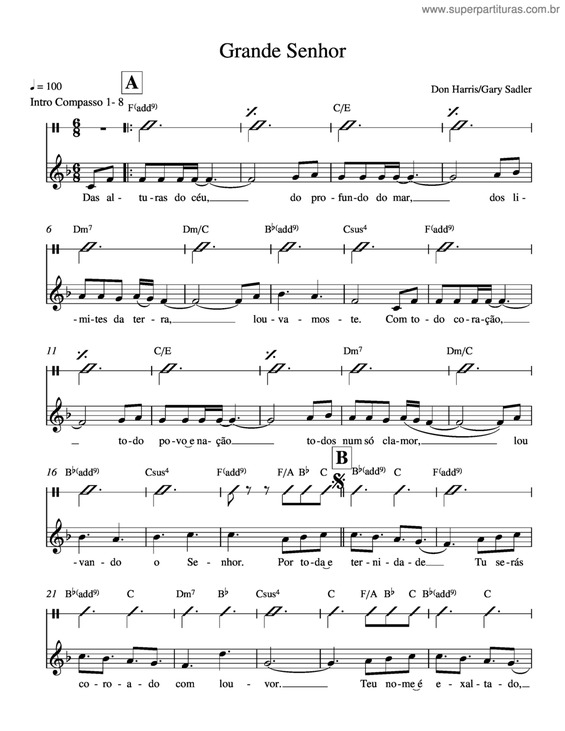 Partitura da música Grande Senhor