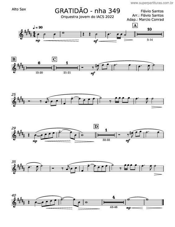 Partitura da música Gratidão v.20