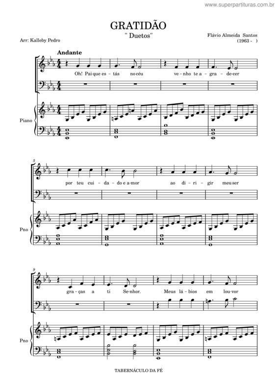 Partitura da música Gratidão v.23