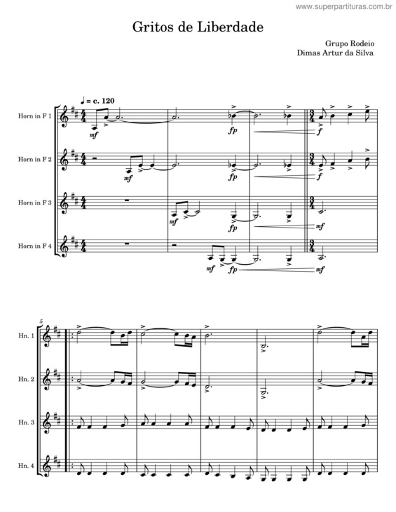 Partitura da música Gritos De Liberdade v.2