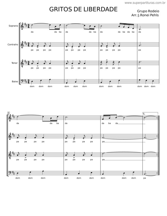 Partitura da música Gritos De Liberdade