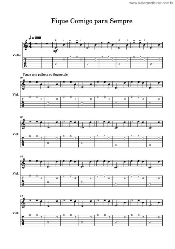 Partitura da música Gtr58–M6 – Fique Comigo Para Sempre