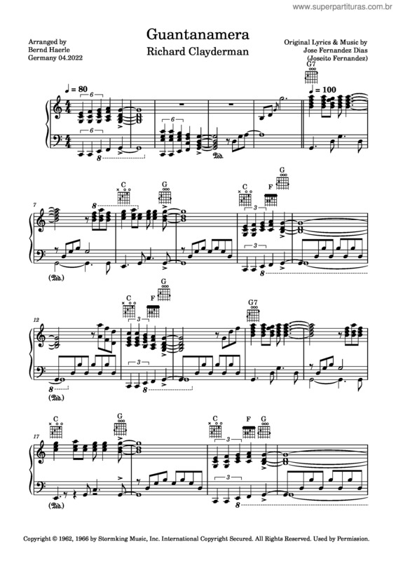 Partitura da música Guantanamera v.7