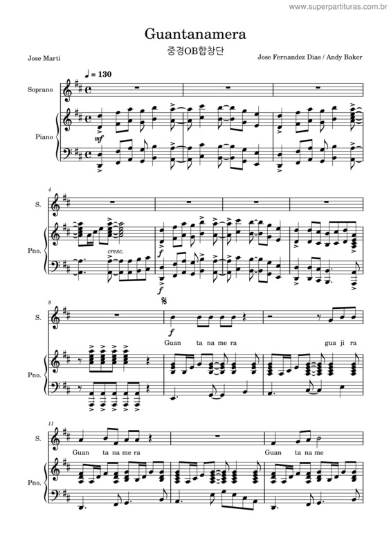 Partitura da música Guantanamera v.8