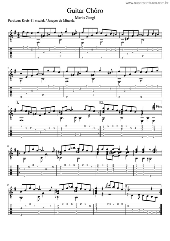 Partitura da música Guitar Choro