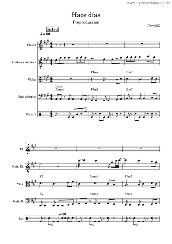 Partitura da música Hace Dias v.2