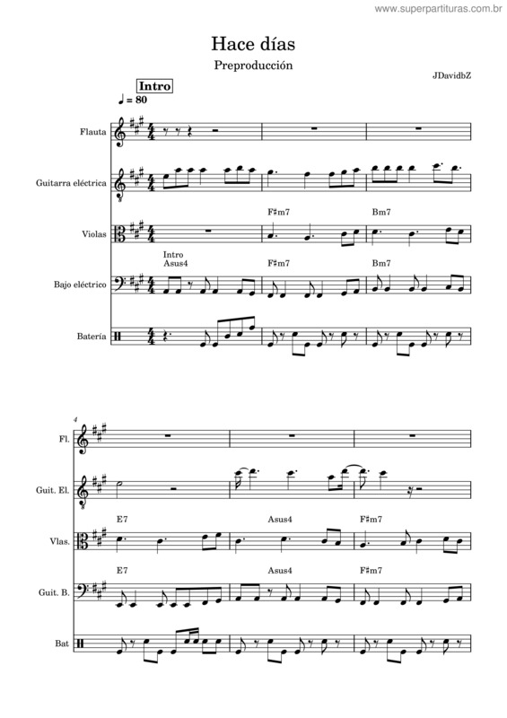 Partitura da música Hace Dias