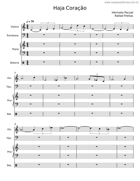 Partitura da música Haja Coração