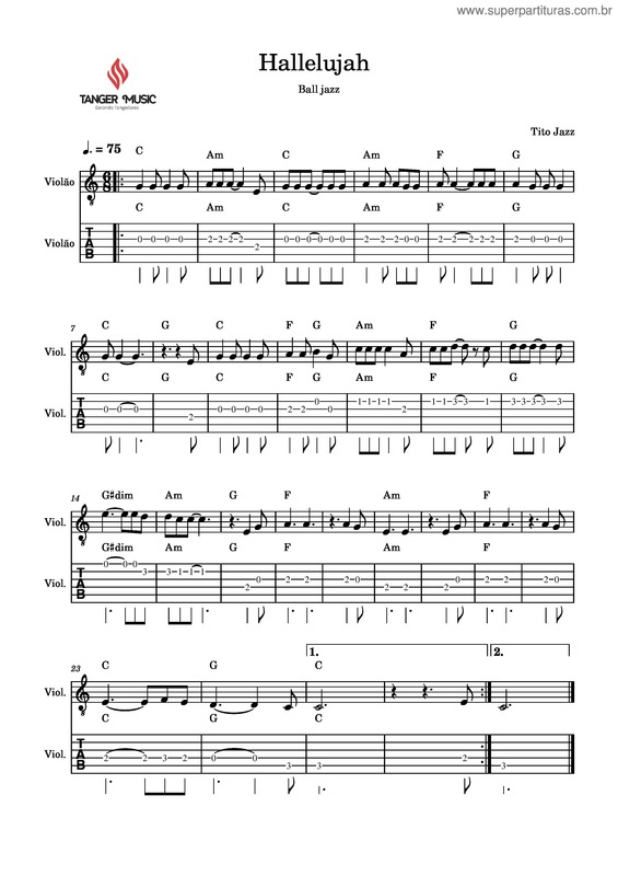 Partitura da música Hallelujah v.18